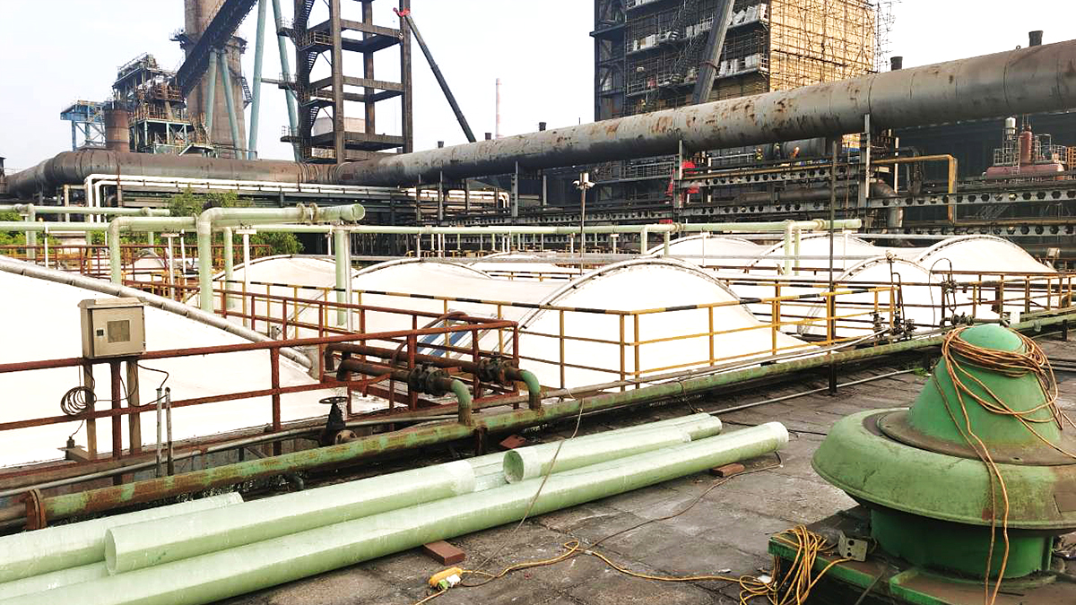 淄博鑫泰石化二沉池反吊膜封闭加盖工程